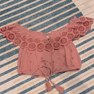 American Eagle Crop Eyelet Top